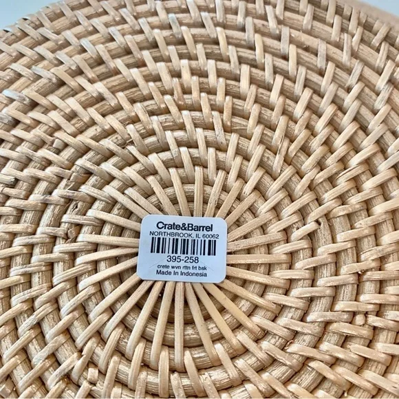 18” Crate & Barrel Crete Large Woven Rattan Basket Fruit Decor